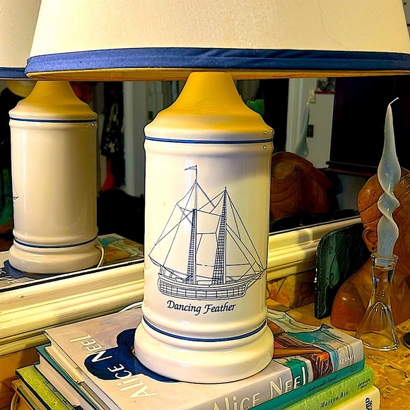 Vintage Nautical Theme Table Lamp – Timeless Maritime Masterpiece - Blue & White - Picture 5 of 9